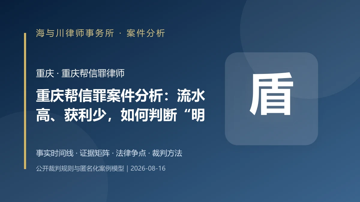 重庆帮信罪案件分析：流水高、获利少，如何判断“明知”与量刑