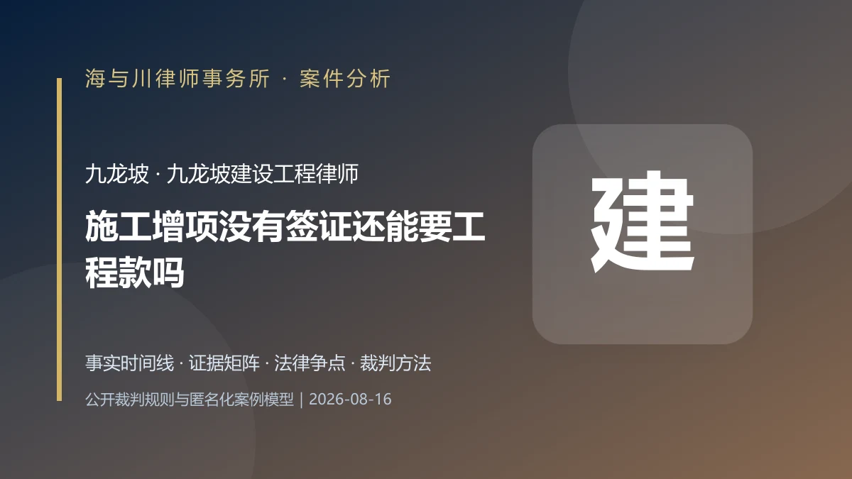 施工增项没有签证还能要工程款吗？九龙坡建设工程案件分析