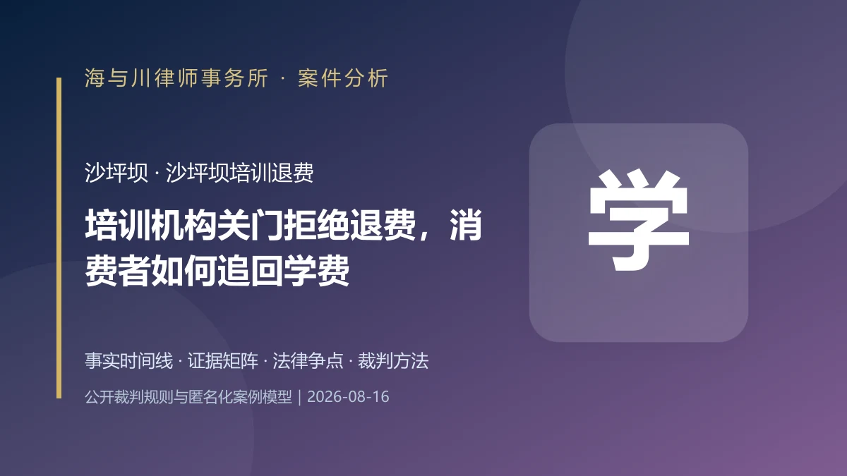培训机构关门拒绝退费，消费者如何追回学费？沙坪坝教育培训合同案件分析