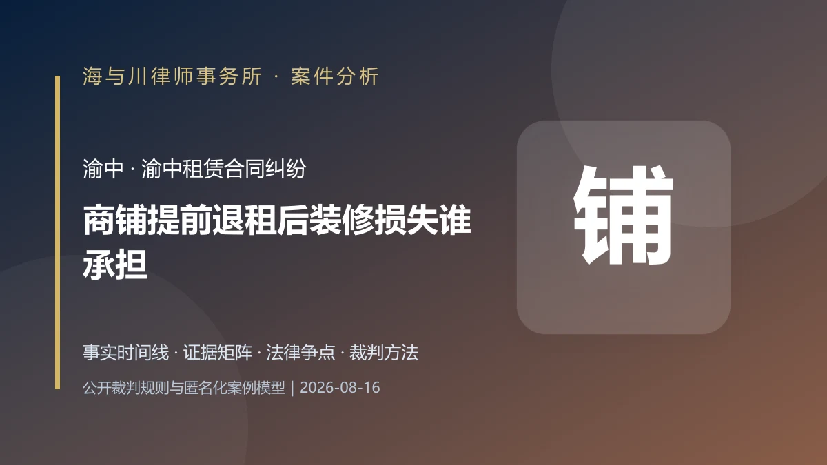商铺提前退租后装修损失谁承担？渝中租赁合同案件分析