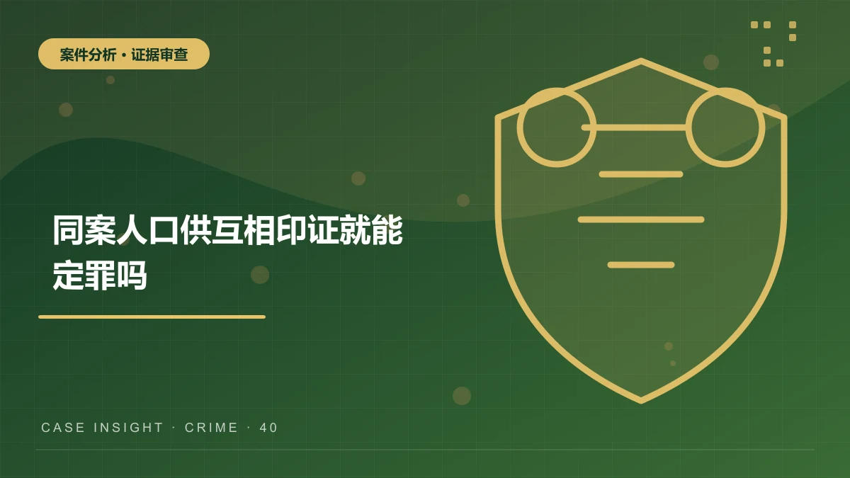 同案人口供互相印证就能定罪吗？供述独立性、矛盾点与客观补强案件分析
